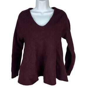 Atelier Camille Plum V-Neck Sweater Womens Size Medium Long Sleeve